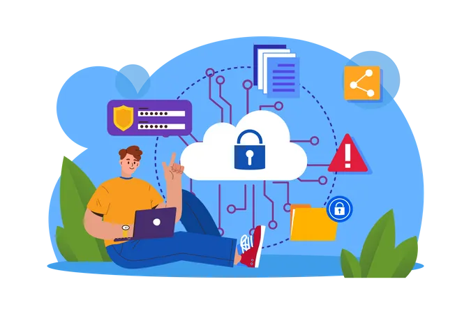 Seguridad de datos en la nube  Ilustración