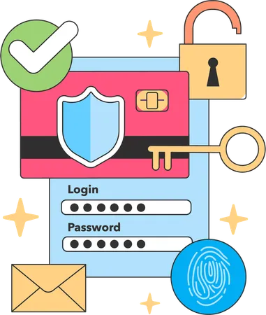 Seguridad de pago con tarjeta segura  Ilustración