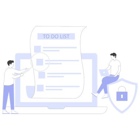 Seguridad de las tareas garantizada por los empleados.  Illustration