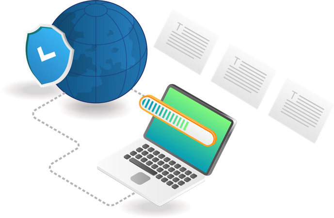 Seguridad en la transferencia de datos en línea  Ilustración