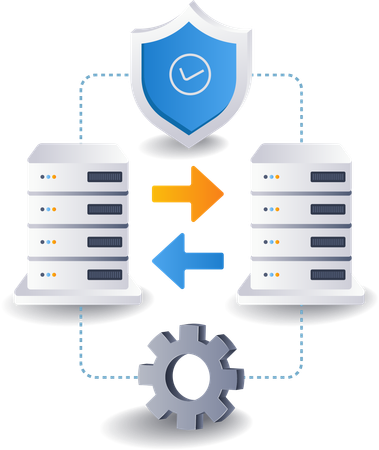 Seguridad de transferencia de datos entre servidores.  Ilustración