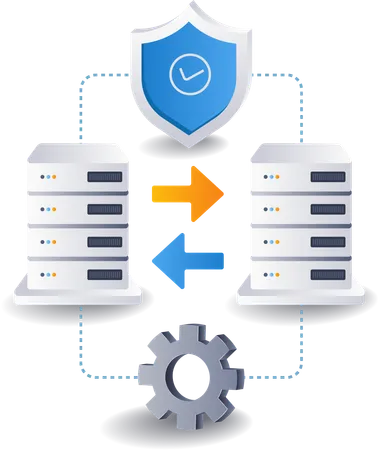 Seguridad de transferencia de datos entre servidores.  Ilustración