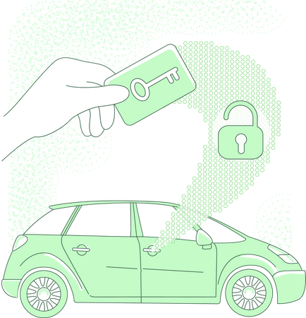 Seguridad del coche nfc  Ilustración