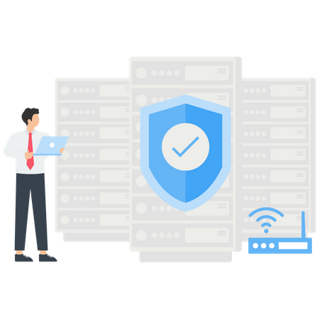 Seguridad del servidor y protección de datos  Ilustración