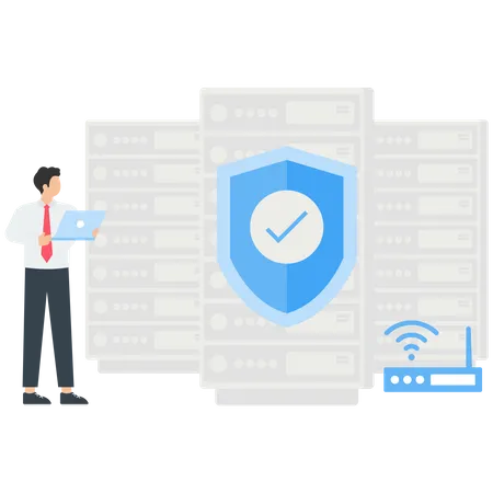 Seguridad del servidor y protección de datos  Ilustración