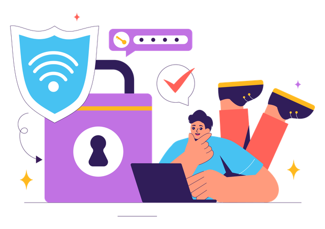 Tecnología inalámbrica de seguridad WiFi  Ilustración