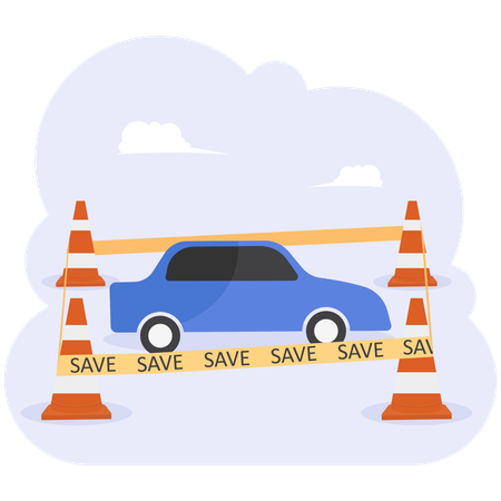 Seguro de coche o protección del automóvil  Ilustración