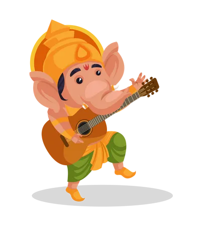 Seigneur Ganesha jouant de la guitare  Illustration