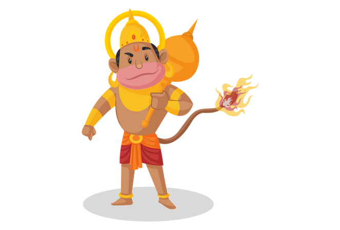 Seigneur Hanuman avec une queue brûlante  Illustration