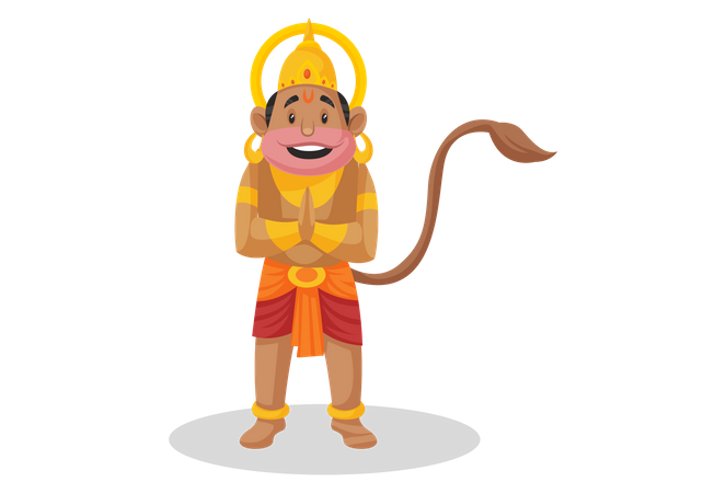 Lord Hanuman debout pose de salutation indienne  Illustration