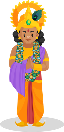 Seigneur Krishna debout dans une pose de bienvenue  Illustration