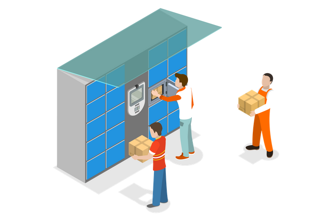 Selbstbedienungspackstation  Illustration