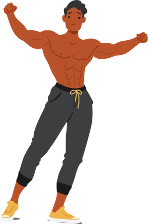 Selbstbewusster Bodybuilder in starker Pose  Illustration