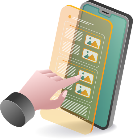 Selecting data smartphone technology  Illustration