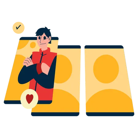 Selecting partner on dating app  Illustration