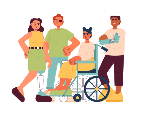 Self-confident people with disability  Illustration
