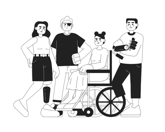 Self-confident people with disability  Illustration