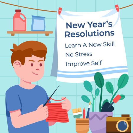 Self development by learn new skill and try new hobby  イラスト