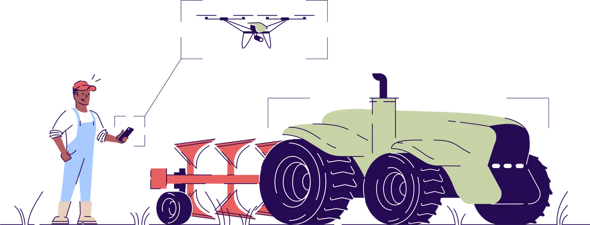 Self driving drone tractor  Illustration