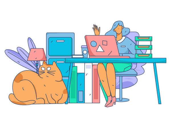 Self employed worker working from laptop  Illustration