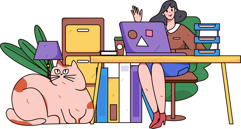 Self employed worker working from laptop  Illustration