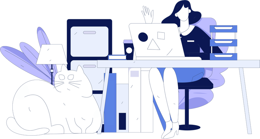 Self employed worker working from laptop  Illustration