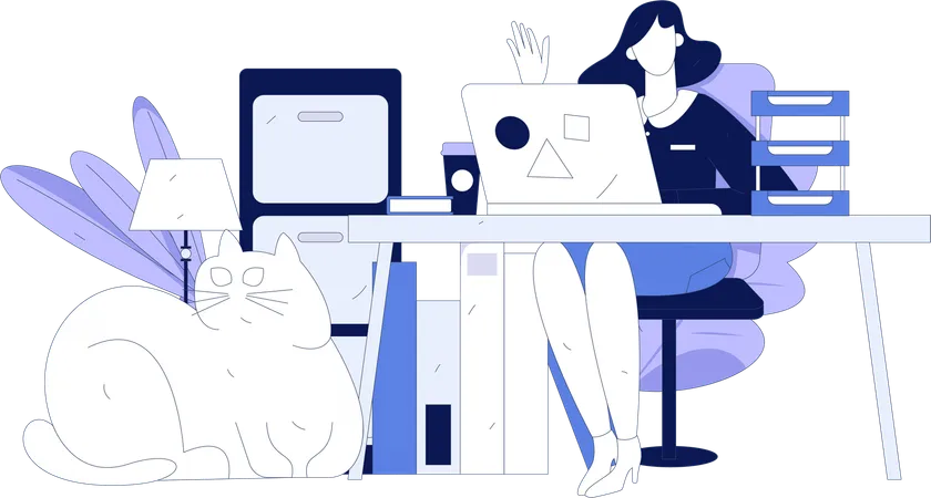 Self employed worker working from laptop  Illustration