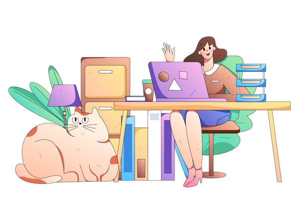 Self employed worker working from laptop  Illustration