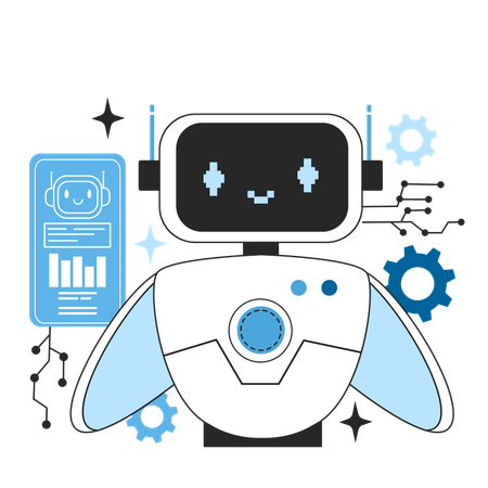 Self-learning computing system processing  Illustration