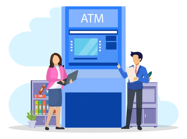 Vector Illustration Of Modern Business Concept Style The Character Of The Person Makes Money Withdrawals At AT Ms Cash Withdrawal From AT Ms Flat Vector Template Style Suitable For Web Landing Page Illustration