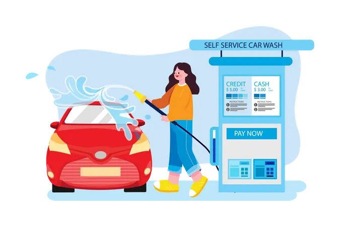 Self Service Car Wash Illustration