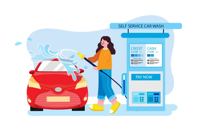 Self Service Car Wash  Illustration