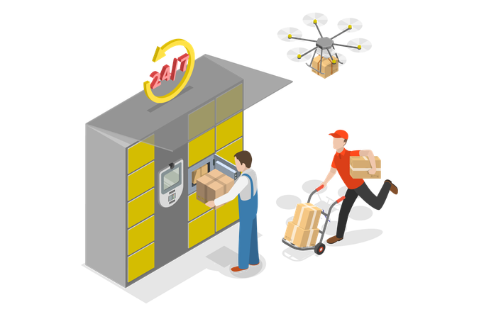 Self Service in Post Office  Illustration