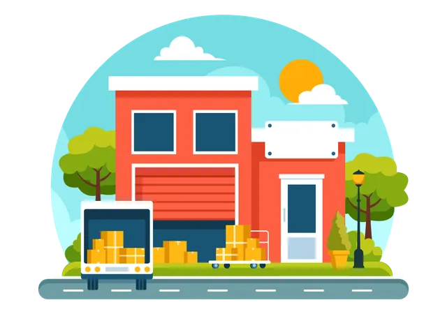 Self Storage Vector Illustration Featuring Cardboard Boxes Filled With Unused Items In A Mini Warehouse Or Rental Garage In A Flat Cartoon Background Illustration
