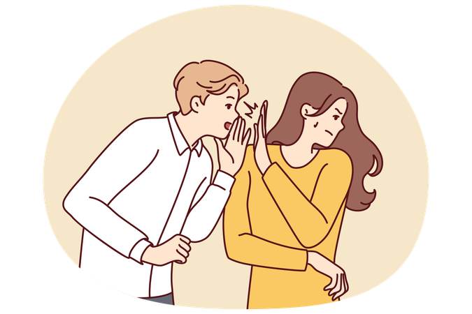 Self-sufficient woman turns away from screaming man after insults  Illustration