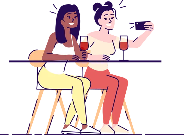 Selfie au café  Illustration