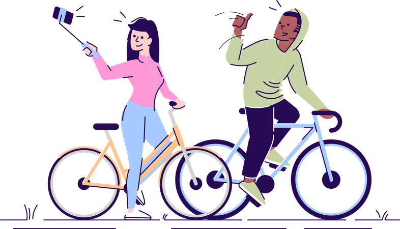 Selfie while cycling Illustration