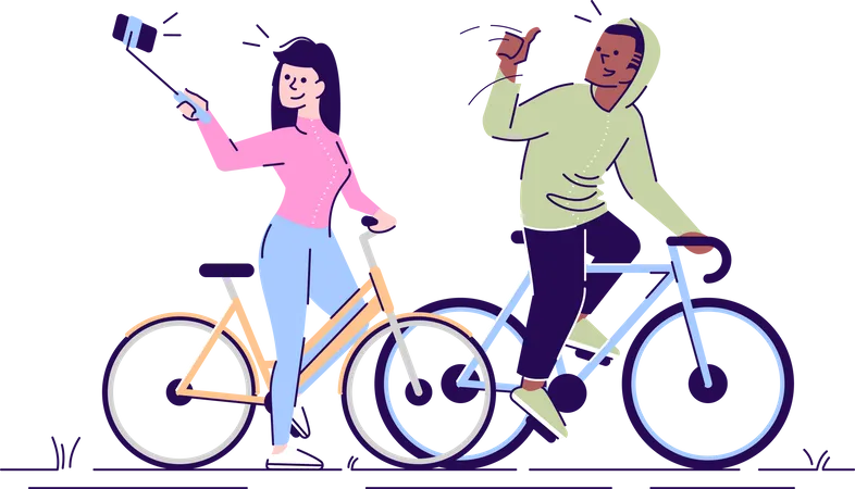 Selfie while cycling Illustration