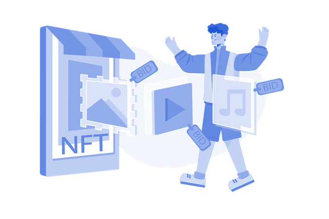 Sell Anything Digital In The NFT Auction  Illustration