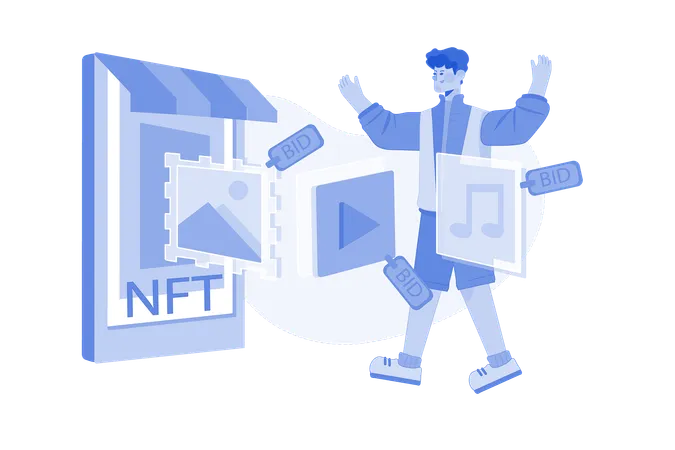 Sell Anything Digital In The NFT Auction  Illustration