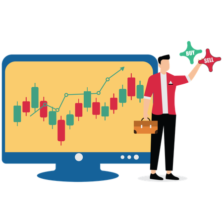 Sell board trading on stock market financial investment management  Illustration