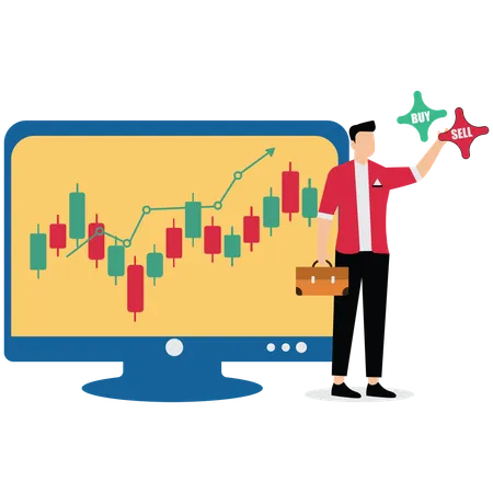 Sell board trading on stock market financial investment management  Illustration