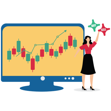 Sell board trading on stock market financial investment management  Illustration