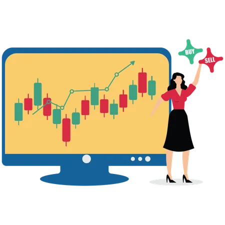 Sell board trading on stock market financial investment management  Illustration