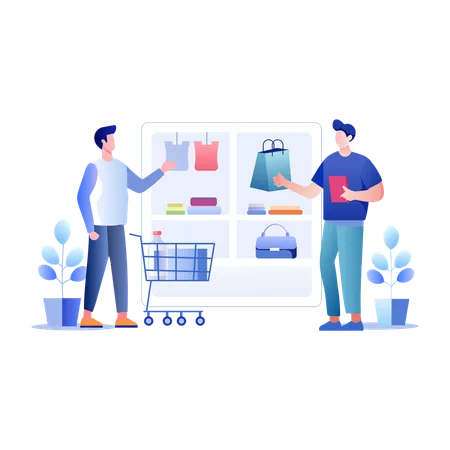 Seller and buyer at store  Illustration