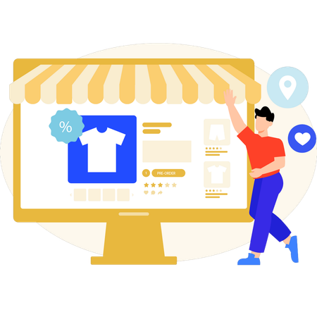 Seller fixing the setting of her e-commerce store  Illustration