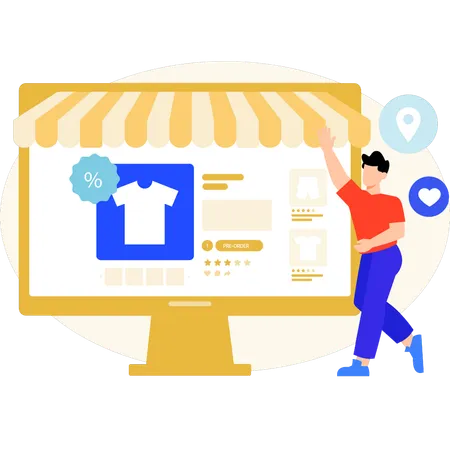 Seller fixing the setting of her e-commerce store  Illustration