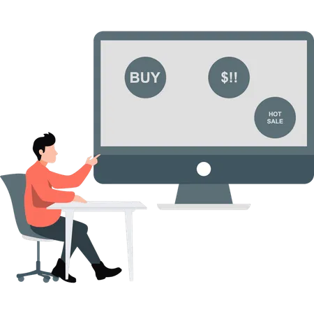 Seller recommending about taking advantage of hot offer  Illustration