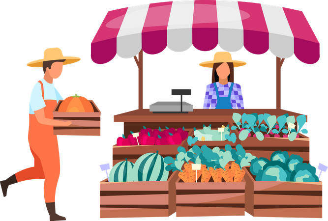 Seller selling farm products Illustration
