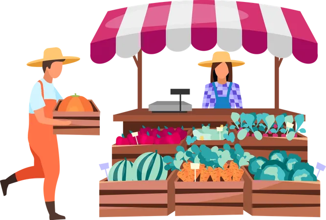 Seller selling farm products  Illustration